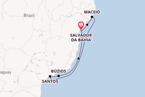 Brazil from Salvador da Bahia, Brazil with the MSC Seaview