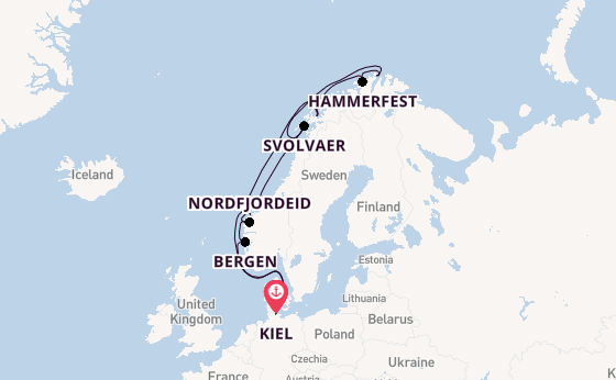 Noorwegen vanaf Kiel, Duitsland met de VASCO DA GAMA