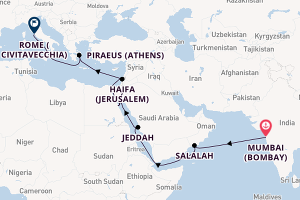 Middle East from Mumbai (Bombay), India with the Seven Seas Voyager
