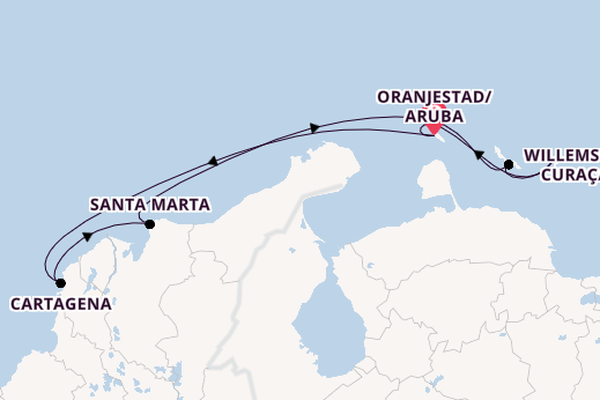 Southern Caribbean from Oranjestad/Aruba, Netherlands Antilles with the Evrima