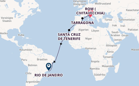 Transatlantik ab Civitavecchia (Rom), Italien auf der MSC Divina