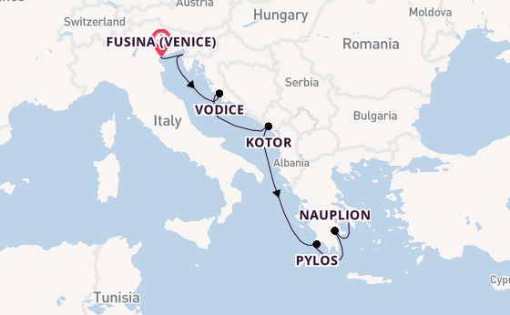 Oostelijke Middellandse Zee vanaf Fusina (Venice) met de Seabourn Ovation