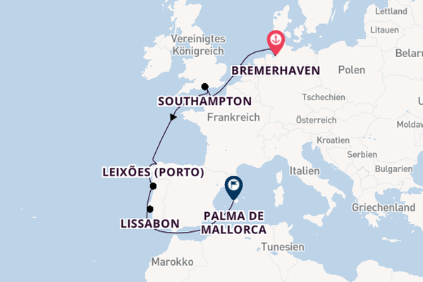 Portugal ab Bremerhaven, Deutschland auf der Mein Schiff 3