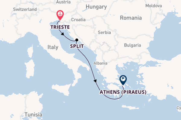 Mediterranean Sea from Trieste, Italy with the MSC Splendida