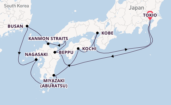 Japan vanaf Tokio, Japan met de Diamond Princess