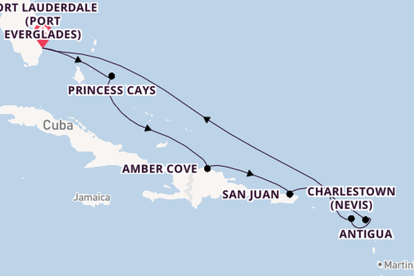 Caribbean from Fort Lauderdale (Port Everglades), Florida, USA with the Enchanted Princess
