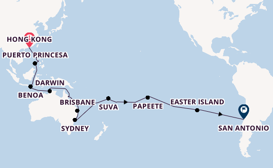 Transpacific from Hong Kong, China with the Costa Serena