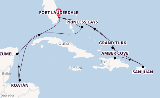 Caribbean vanaf Fort Lauderdale, Verenigde Staten met de Sun Princess