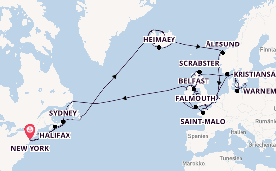 Transatlantik ab New York auf der Vista