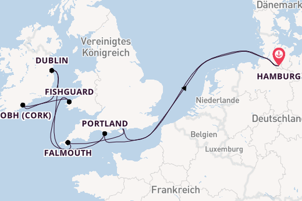 Britische Inseln ab Hamburg, Deutschland auf AIDAsol