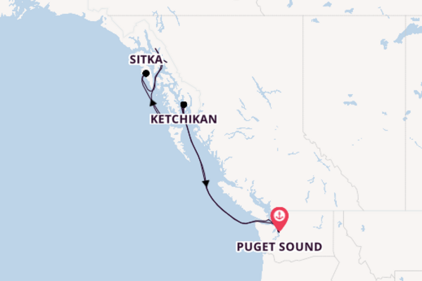 Großartige Kreuzfahrt über Ketchikan ab Puget Sound