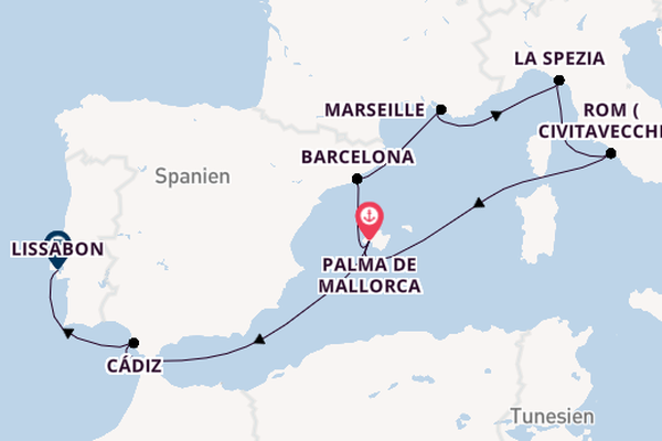 Westliches Mittelmeer ab Palma de Mallorca, Spanien auf AIDAprima