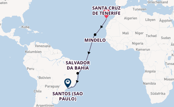 Brasilien ab Santa Cruz de Tenerife, Spanien auf der Costa Diadema