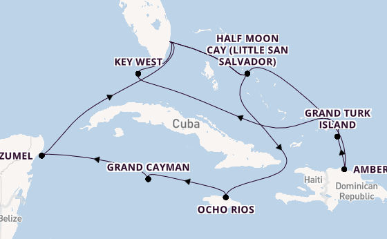 Caribbean from Fort Lauderdale (Port Everglades), Florida, USA with the Eurodam