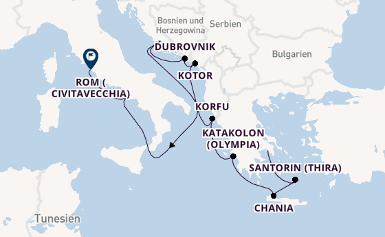 Östliches Mittelmeer ab Piräus (Athen), Griechenland auf der Enchanted Princess