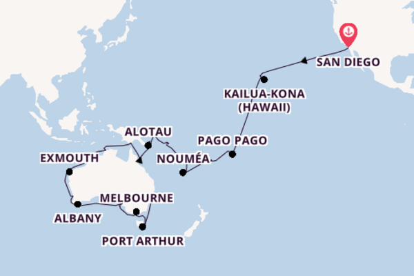 Transpacific from San Diego, California, USA with the Zaandam