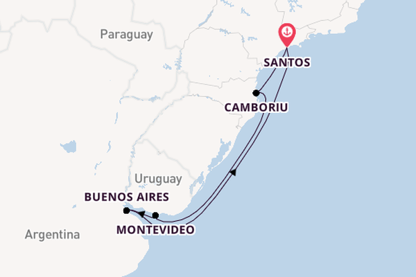 South America from Santos, Brazil with the MSC Seaview