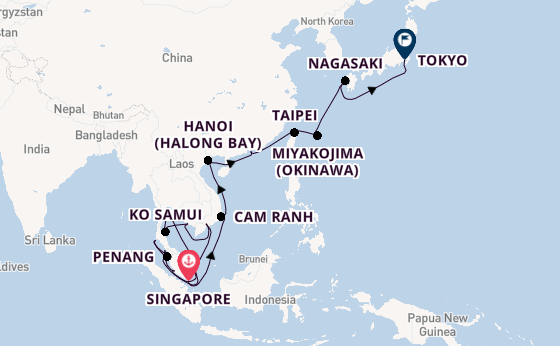 Southeast Asia from Singapore, Singapore with the Sapphire Princess