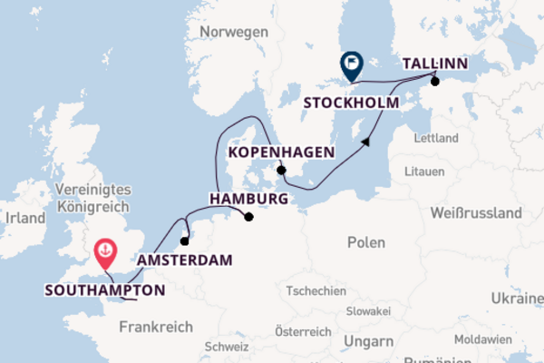 Herrliche Kreuzfahrt über Kopenhagen nach Stockholm