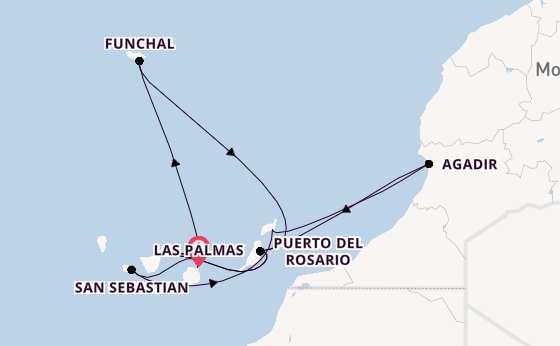 Canarische Eilanden vanaf Las Palmas, Gran Canaria, Spanje met AIDAstella