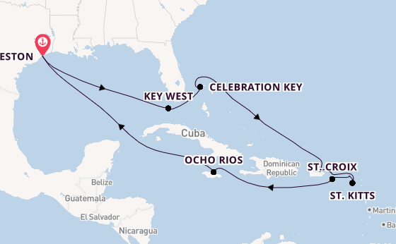 Caribbean vanaf Galveston, Verenigde Staten met de Carnival Breeze