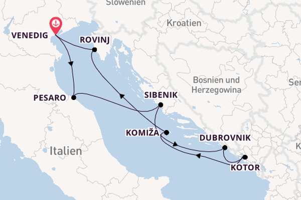 Mittelmeer ab Venedig, Italien auf der Royal Clipper