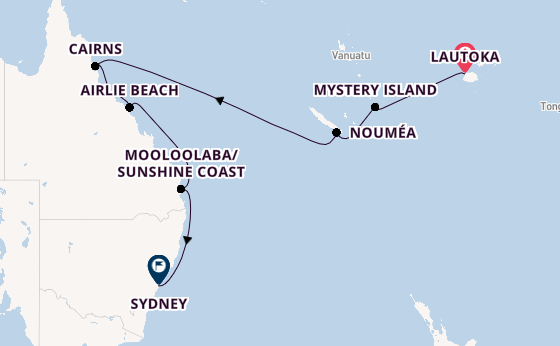 Australia from Lautoka, Fiji with the Seven Seas Splendor