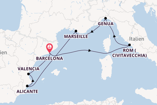 Westliches Mittelmeer ab Barcelona, Spanien auf der MSC Magnifica