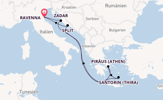 Mittelmeer ab Ravenna, Italien auf der Brilliance of the Seas