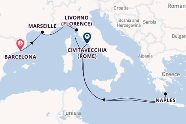 Westelijke Middellandse Zee vanaf Barcelona, Spanje met de Disney Fantasy