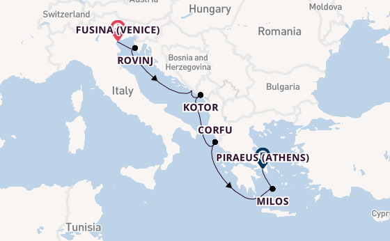 Eastern Mediterranean from Fusina (Venice) with the EXPLORA II