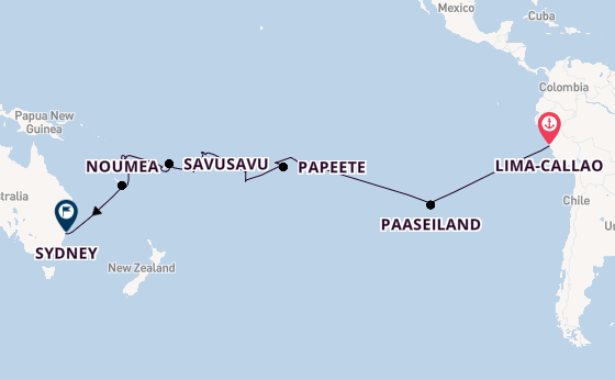 Transpacifisch vanaf Lima-Callao, Peru met de Seven Seas Mariner