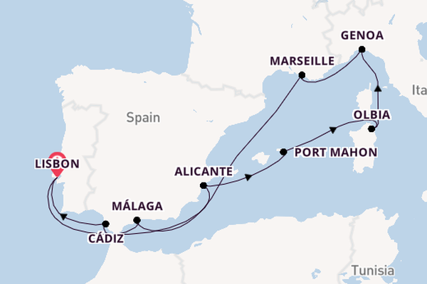 Western Mediterranean from Lisbon, Portugal with the MSC Opera