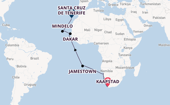 Afrika vanaf Kaapstad, Zuid-Afrika met de MS EUROPA