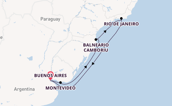 South America from Buenos Aires, Argentina with the Costa Serena