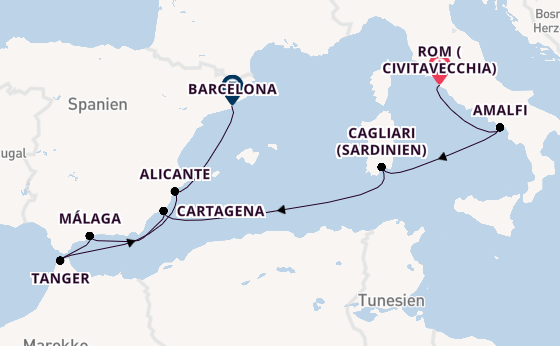 Westliches Mittelmeer ab Civitavecchia (Rom), Italien auf der EXPLORA II