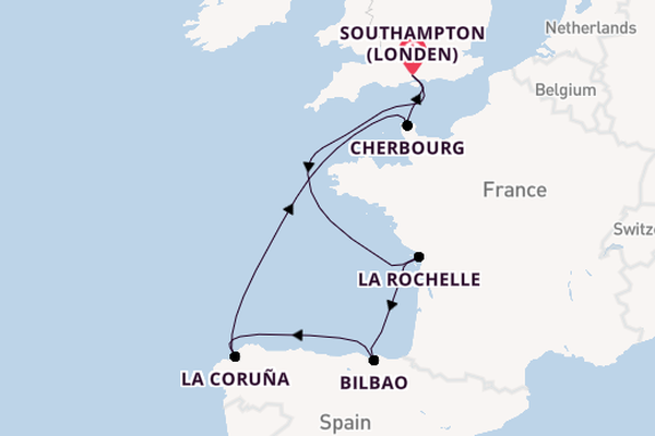 Engeland vanaf Southampton (Londen), Engeland met de MSC Virtuosa