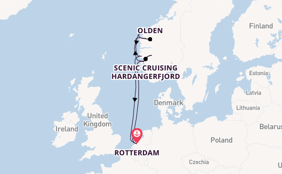 Noorwegen vanaf Rotterdam, Nederland met de Rotterdam