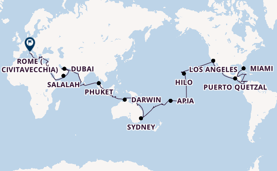 World Cruise from Miami, Florida with the Seven Seas Splendor