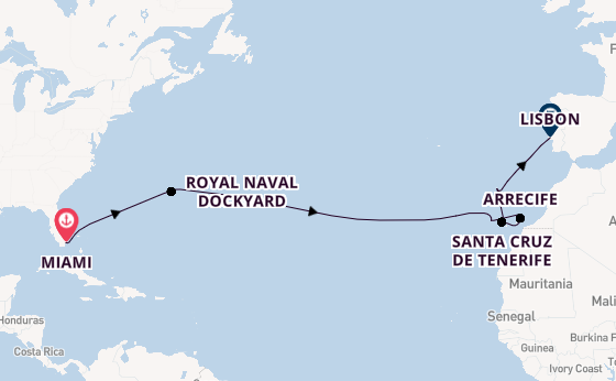 Transatlantic from Miami, Florida, USA with the Insignia