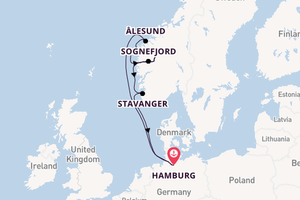 Norway from Hamburg, Germany with the Queen Mary 2