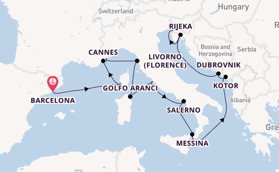 Westelijke Middellandse Zee vanaf Barcelona, Spanje met de Seven Seas Prestige
