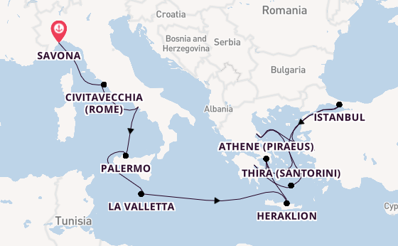 Middellandse Zee vanaf Savona, Italië met de Costa Pacifica