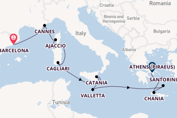 Cruising with Virgin Voyages from Barcelona to Athens (Piraeus)