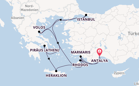 Östliches Mittelmeer ab Antalya, Türkei auf AIDAstella