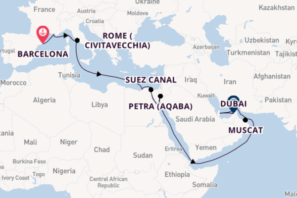 Middle East from Barcelona, Spain with the MSC Euribia