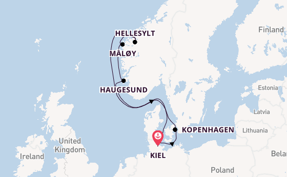 Noorwegen vanaf Kiel, Duitsland met de Costa Diadema