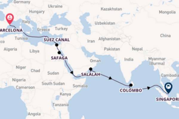 21 day cruise from Barcelona to Singapore