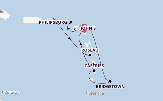 Südliche Karibik ab St. John's, Antigua und Barbuda auf der Arvia