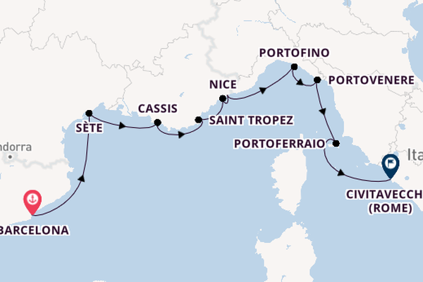 Westelijke Middellandse Zee vanaf Barcelona, Spanje met de Sabourn Venture 